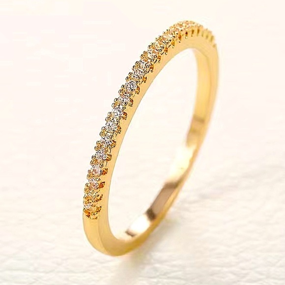 Gold Cubic Zircon Ring Minimalist, Dainty Diamond - Picture 4 of 4